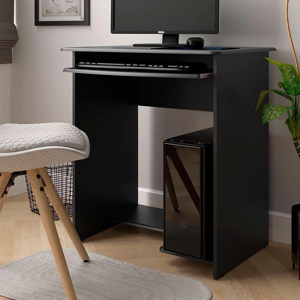 Mesa Escrivaninha Para Computador Prática 65cm Ej Móveis Preto - 2