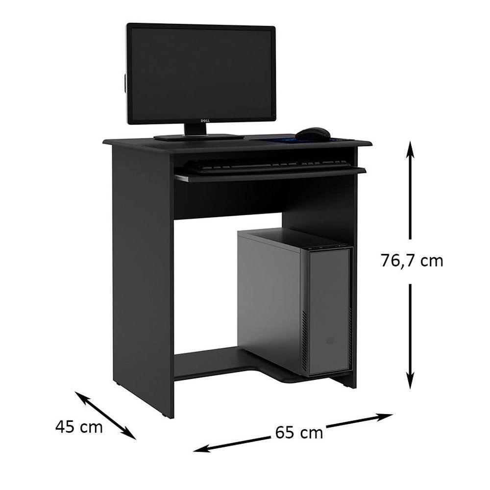 Mesa Escrivaninha Para Computador Prática 65cm Ej Móveis Preto - 3