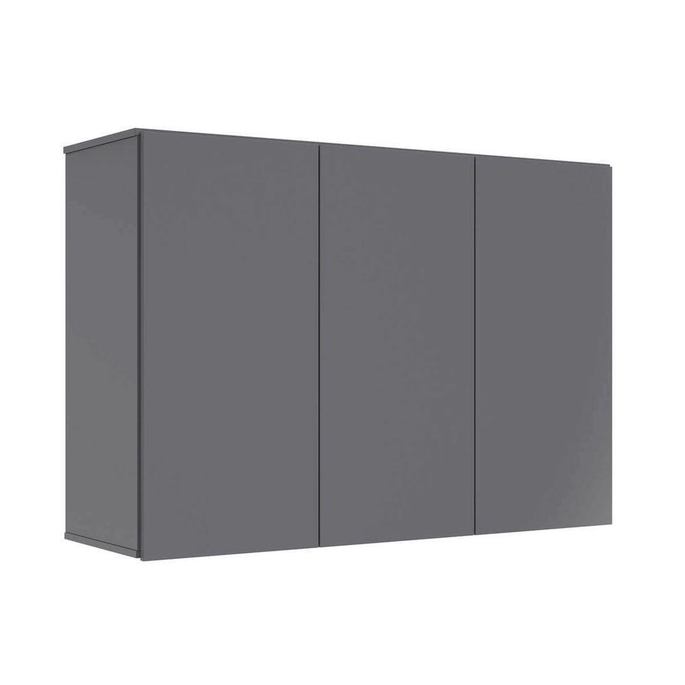 Armário De Cozinha Aéreo Slack 3 Portas 100cm Ej Móveis Cinza - 1