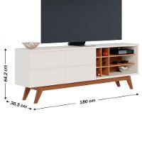 Rack Para Tv Noronha 70 Pol 2 Portas 2 Prateleiras Colibri Off White Matte-freijó - 3