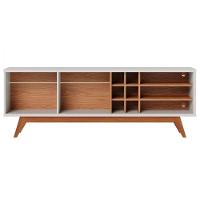 Rack Para Tv Noronha 70 Pol 2 Portas 2 Prateleiras Colibri Off White Matte-freijó - 4