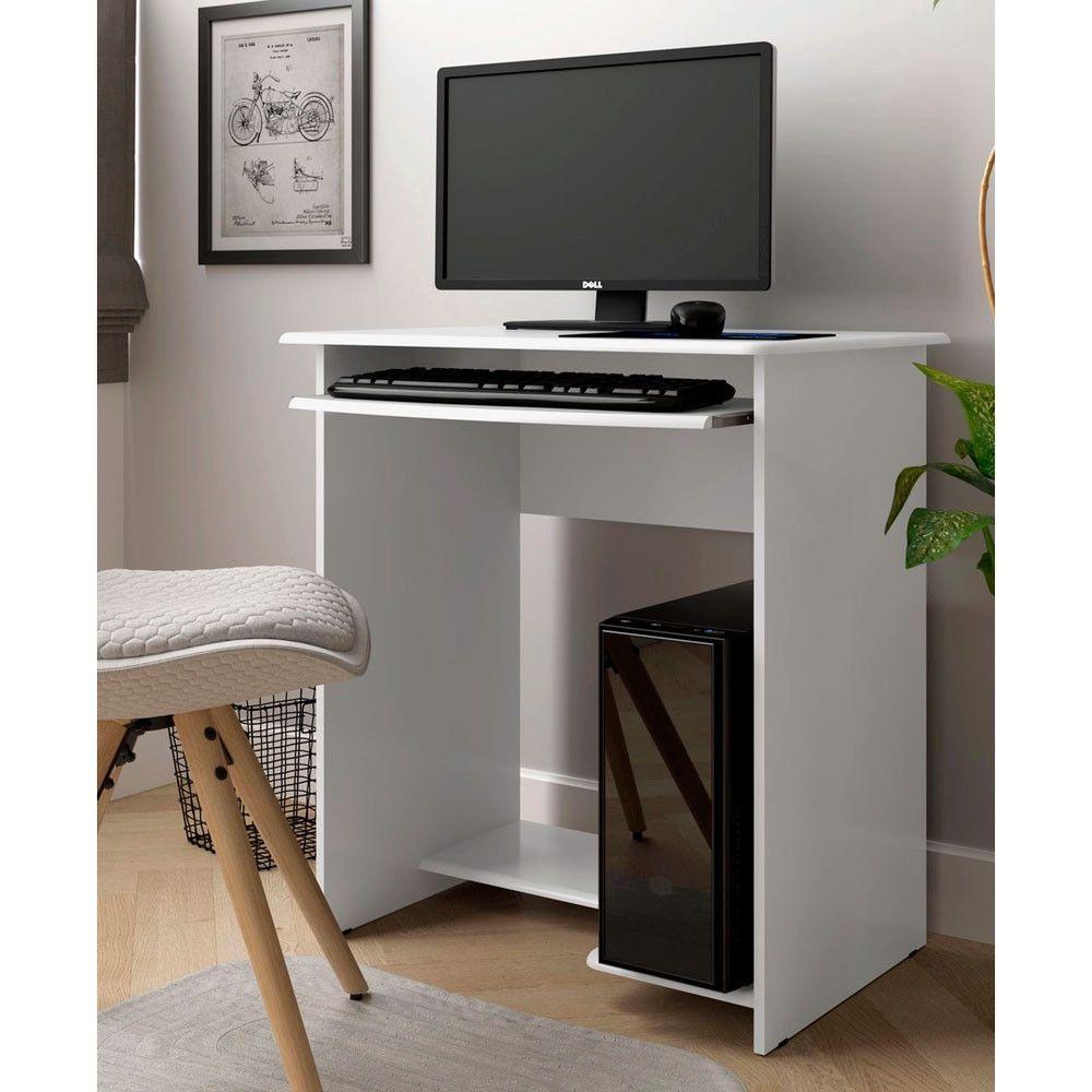 Mesa Escrivaninha Para Computador Prática 65cm Ej Móveis Branco - 2