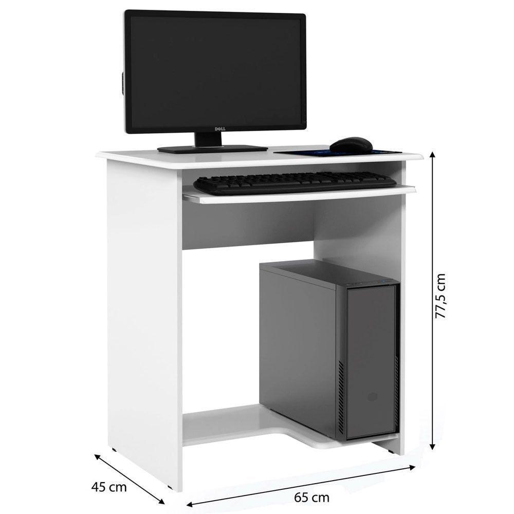 Mesa Escrivaninha Para Computador Prática 65cm Ej Móveis Branco - 3