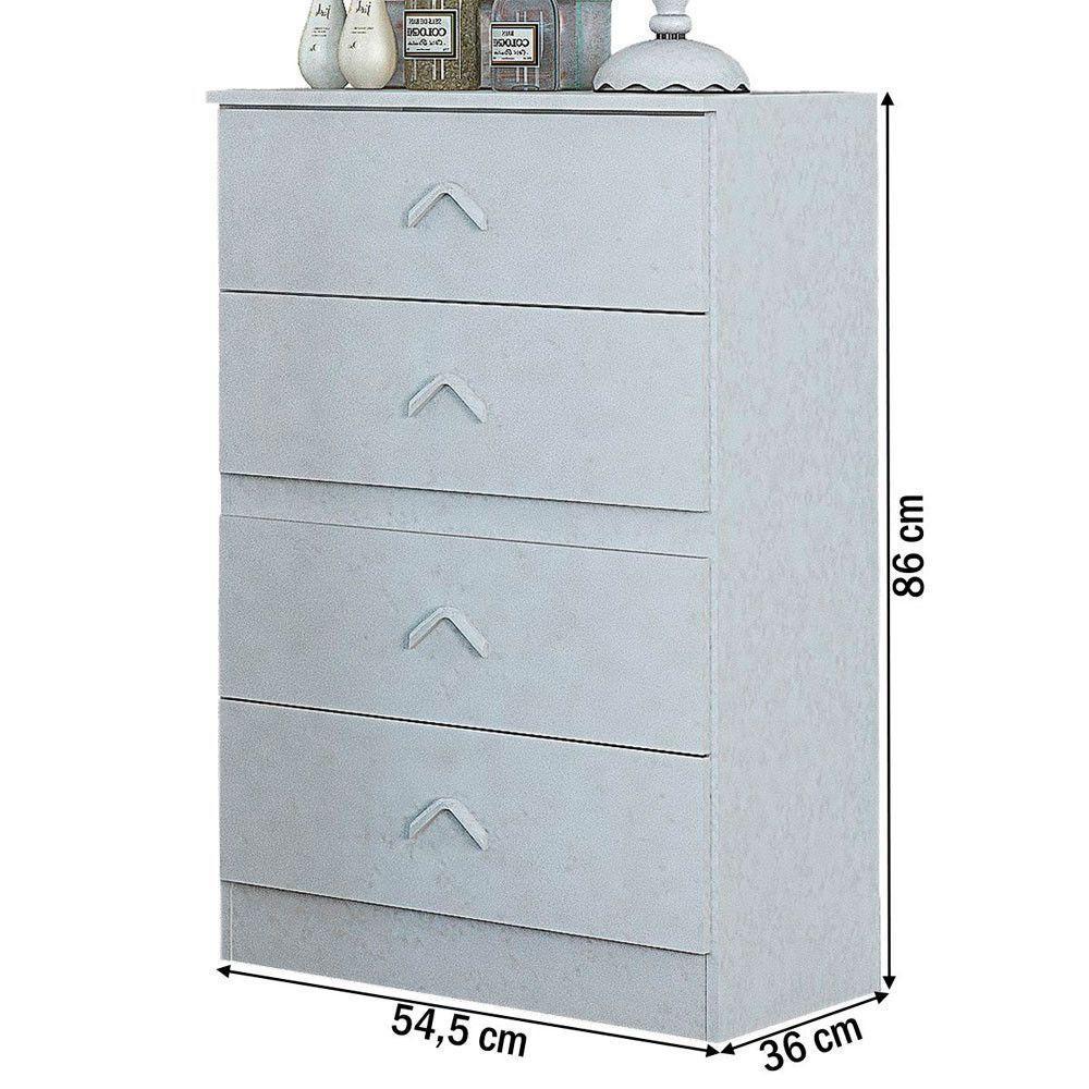 Cômoda Infantil Cairo 4 Gavetas Flex Atualle Móveis Branco-rosa - 3