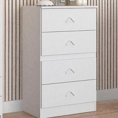Cômoda Infantil Cairo 4 Gavetas em MDF com Puxadores Branco Rosa