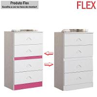 Cômoda Infantil Cairo 4 Gavetas Flex Atualle Móveis Branco-rosa - 2