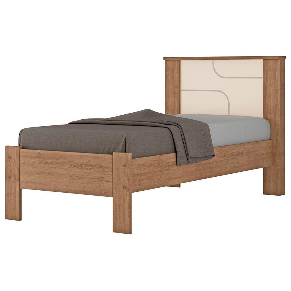 Cama De Solteiro Pérola Conquista Móveis Amêndoa-off White - 1