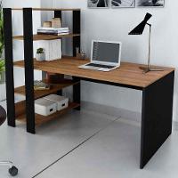 Mesa Escrivaninha Match Com 3 Prateleiras Artely Pinho-preto - 1