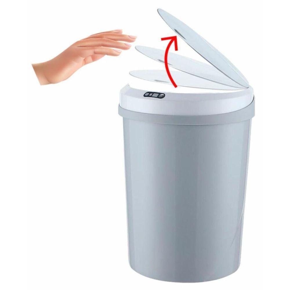 Lixeira Automática Redonda 12 Litros Com Sensor Cinza - 2