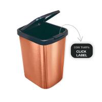 Lixeira Cesto 9 Litros Com Tampa Label Bronze Metalizado - 4