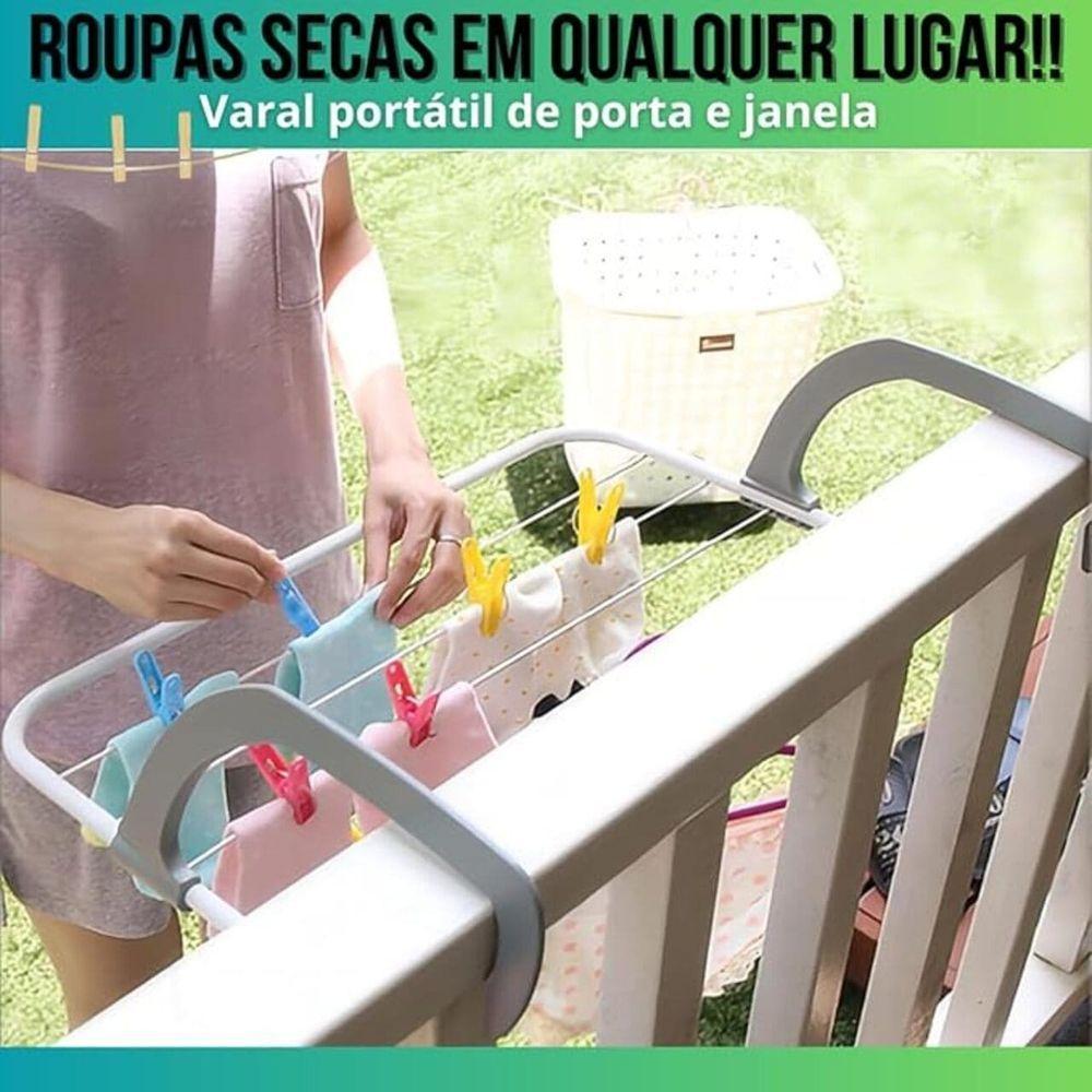 Varal Portátil Portas Janela Seca Roupa Apartamento Prático - 4