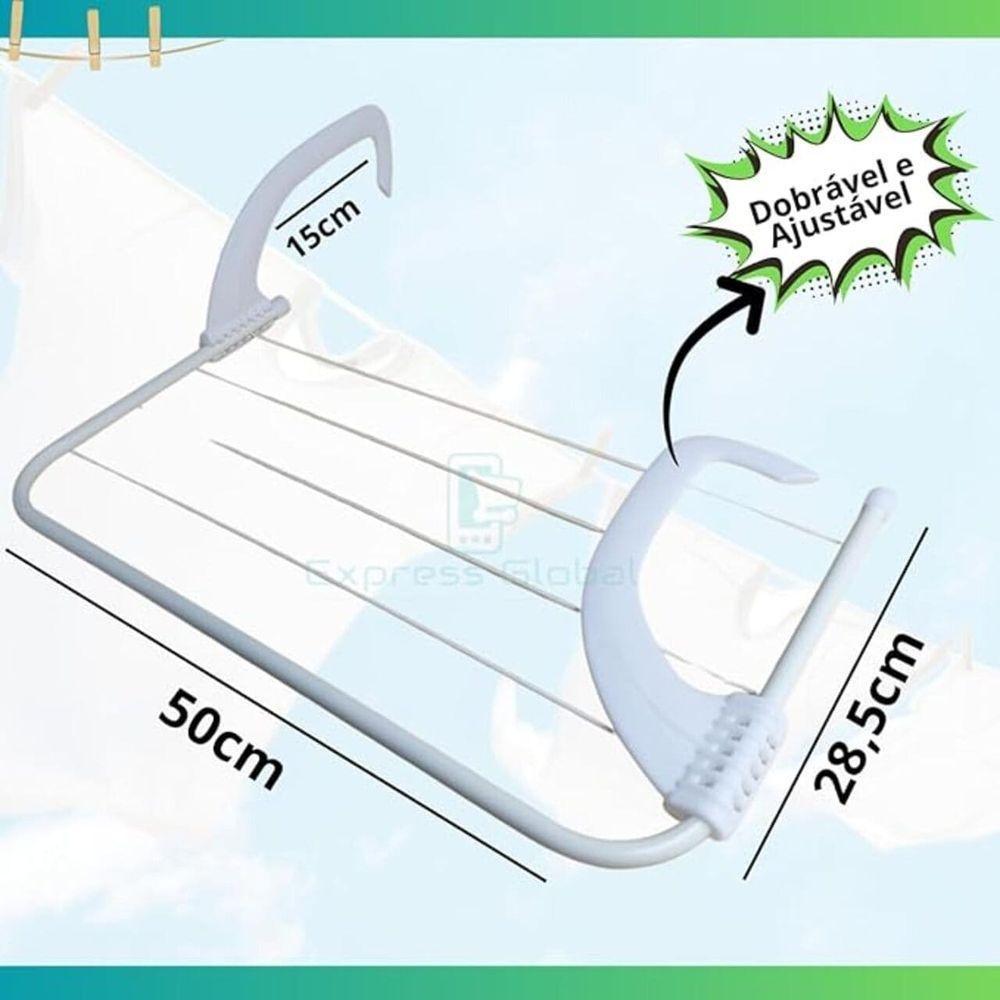 Varal Portátil Portas Janela Seca Roupa Apartamento Prático - 7