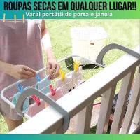 Varal Portátil Portas Janela Seca Roupa Apartamento Prático