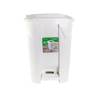 Lixeira Grande 2 Aberturas, Pedal E Rodas Branca De 60 Litros
