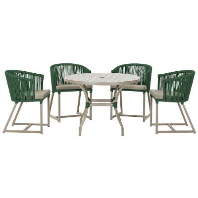 Mesa Com 4 Cadeiras E Noronha Estofado 8 Trama Original Verde