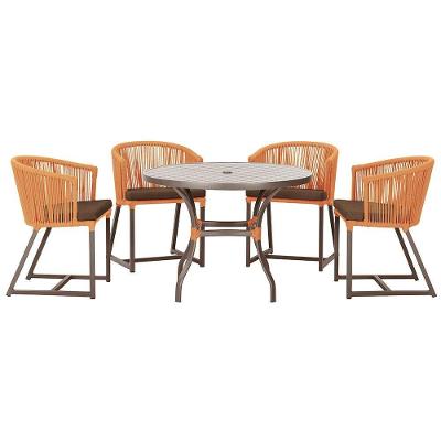 Mesa Com 4 Cadeiras E Noronha Estofado 9 Trama Original Terra Cota