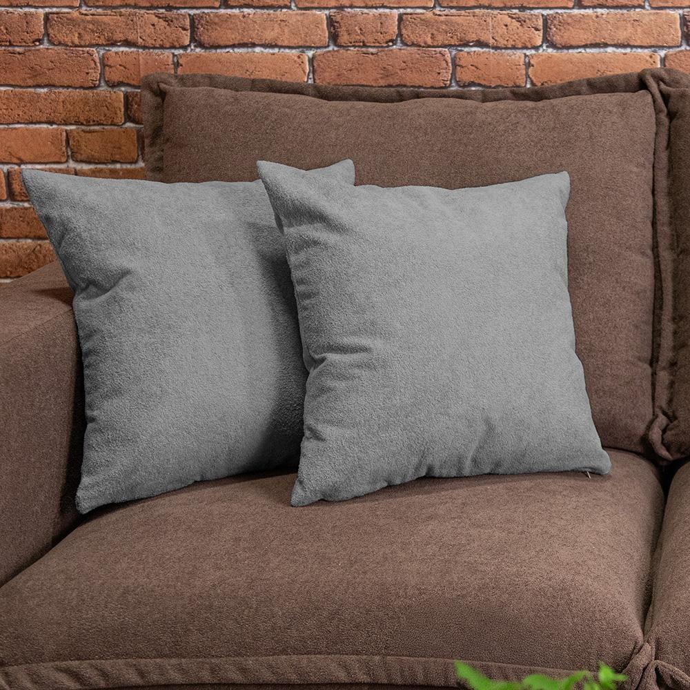 Kit 2 Capas De Almofadas Boucle Cinza Claro 45x45cm Cama Inbox - 4