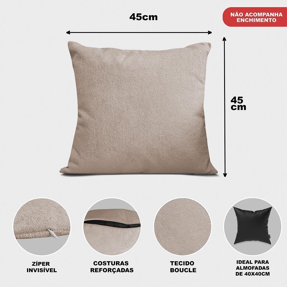 Kit 2 Capas De Almofadas Boucle Bege Claro 45x45cm Cama Inbox - 2