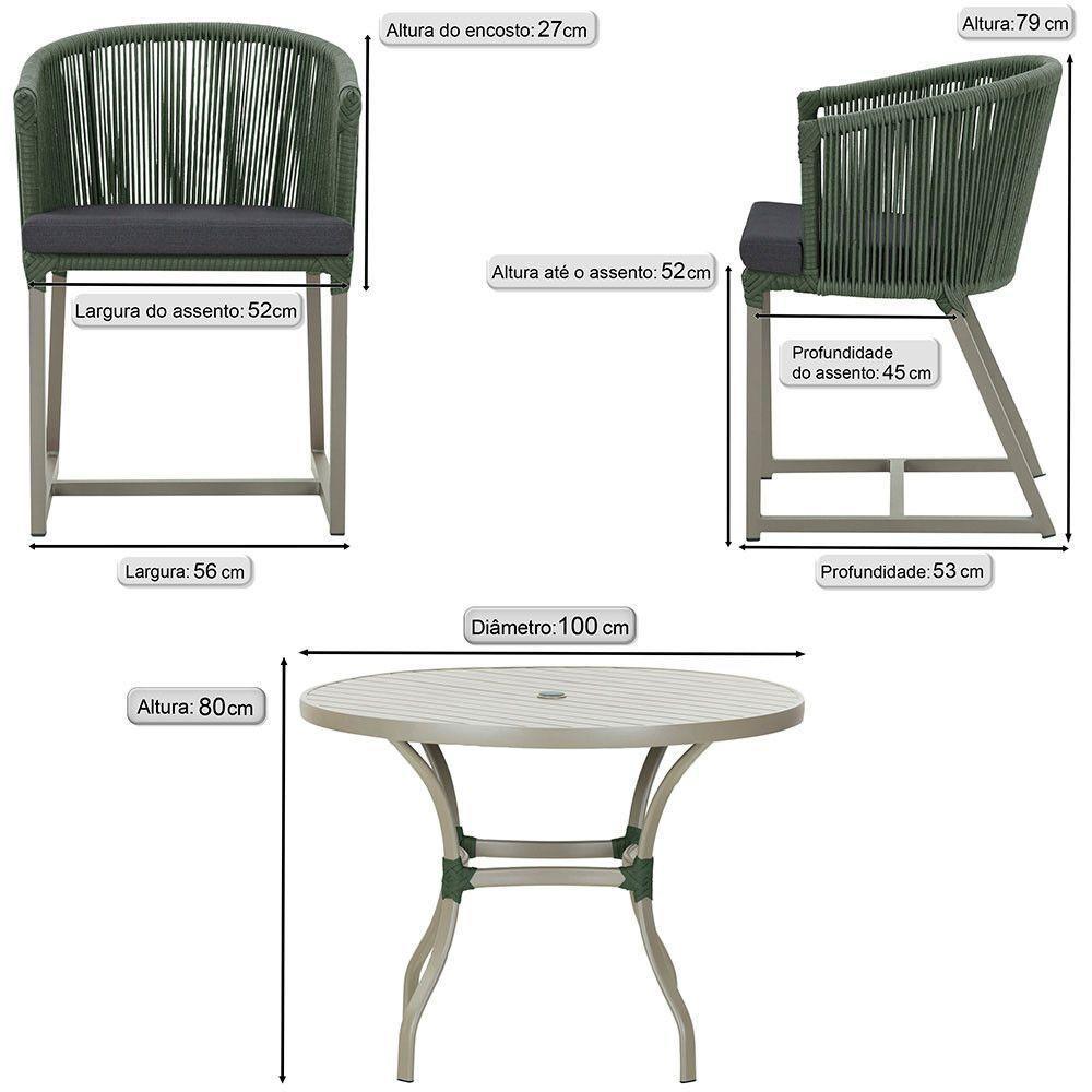 Mesa Com 4 Cadeiras E Noronha Estofado 11 Trama Original Verde - 2
