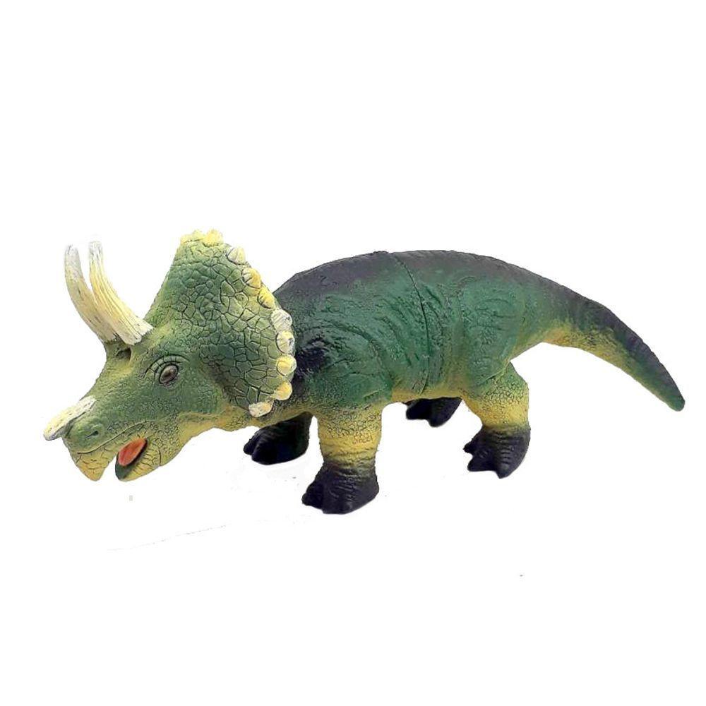 Dinossauro Triceratops De Borracha 37 Cm Verde - 1