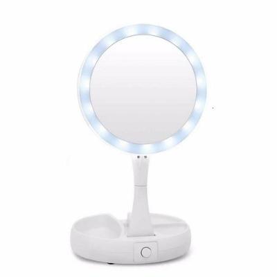 Espelho De Luz Led Dobravel Aumenta 10x Maquiagem Dupla Face