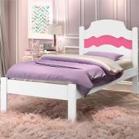 Cama Solteiro Sophia Branco Rosa Com Colchão - 1