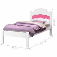 Cama Solteiro Sophia Branco Rosa Com Colchão - 3