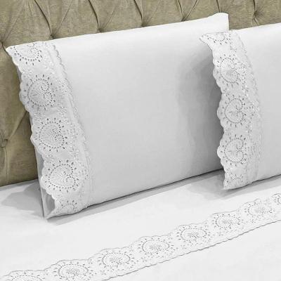 Jogo De Lençol Queen Bordado Ingles 300 Fios Nupcias 4 Peças - Branco