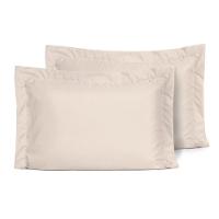Kit Fronhas Slim Com 3 Abas Percal 200 Fios 50cm X 70cm 2 Peças - Bege - 1