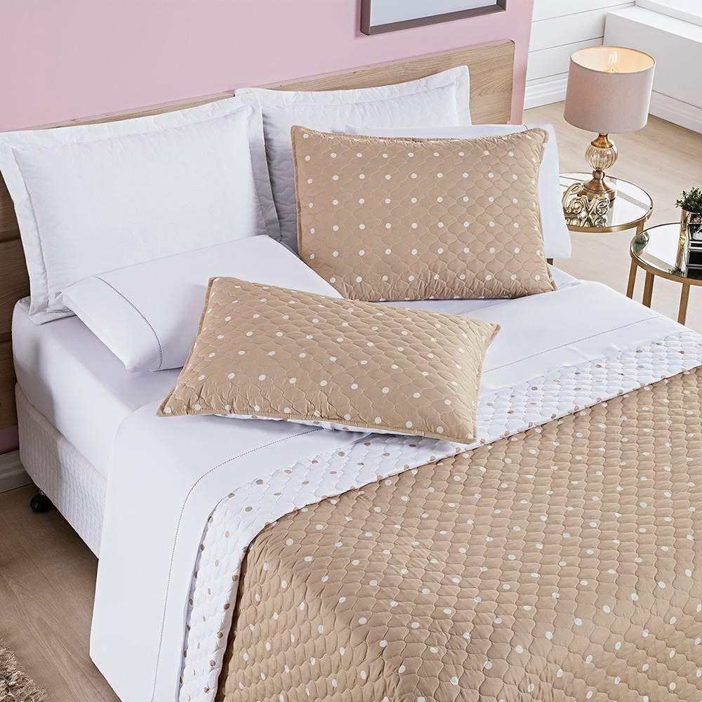 Cobre Leito King Petit Poa Micropercal 200 Fios Dupla Face 3 Peças - Caqui - 1