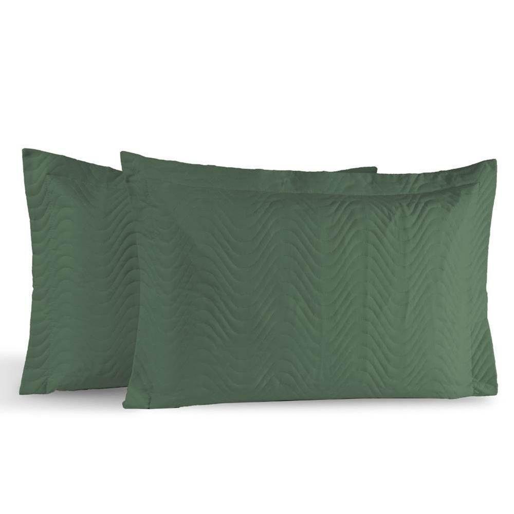 Kit Portas Travesseiros Gold Percal 200 Fios Algodão 50cm X 70cm 2 Peças - Verde Militar - 1