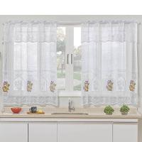 Cortina Para Cozinha Renda Flores Para Varão Simples 1,20m X 2,50m - 1