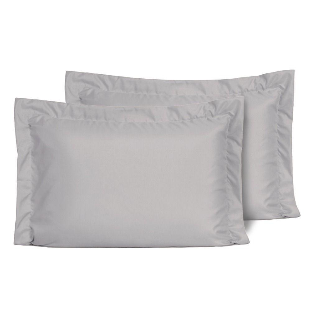 Kit Fronhas Slim Com 3 Abas Percal 200 Fios 50cm X 70cm 2 Peças - Cinza - 1