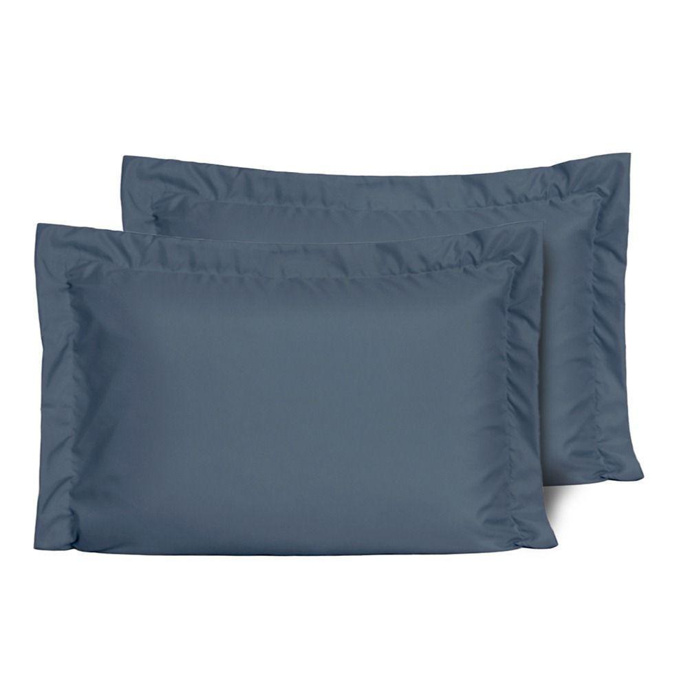 Kit Fronhas Slim Com 3 Abas Percal 200 Fios 50cm X 70cm 2 Peças - Marinho - 1