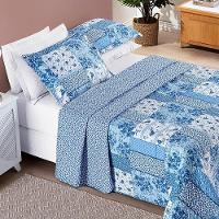 Colcha Queen Bouti Estampada Dupla Face 3 Peças - Azul Sereno - 1
