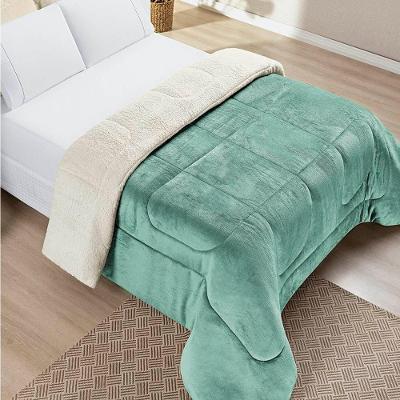 Edredom King Coberdrom Dupla Face Sherpa Mantinha Everest - Verde Agua