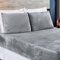 Jogo De Lençol Queen Biasoft Flannel 3 Peças - Cinza - 1