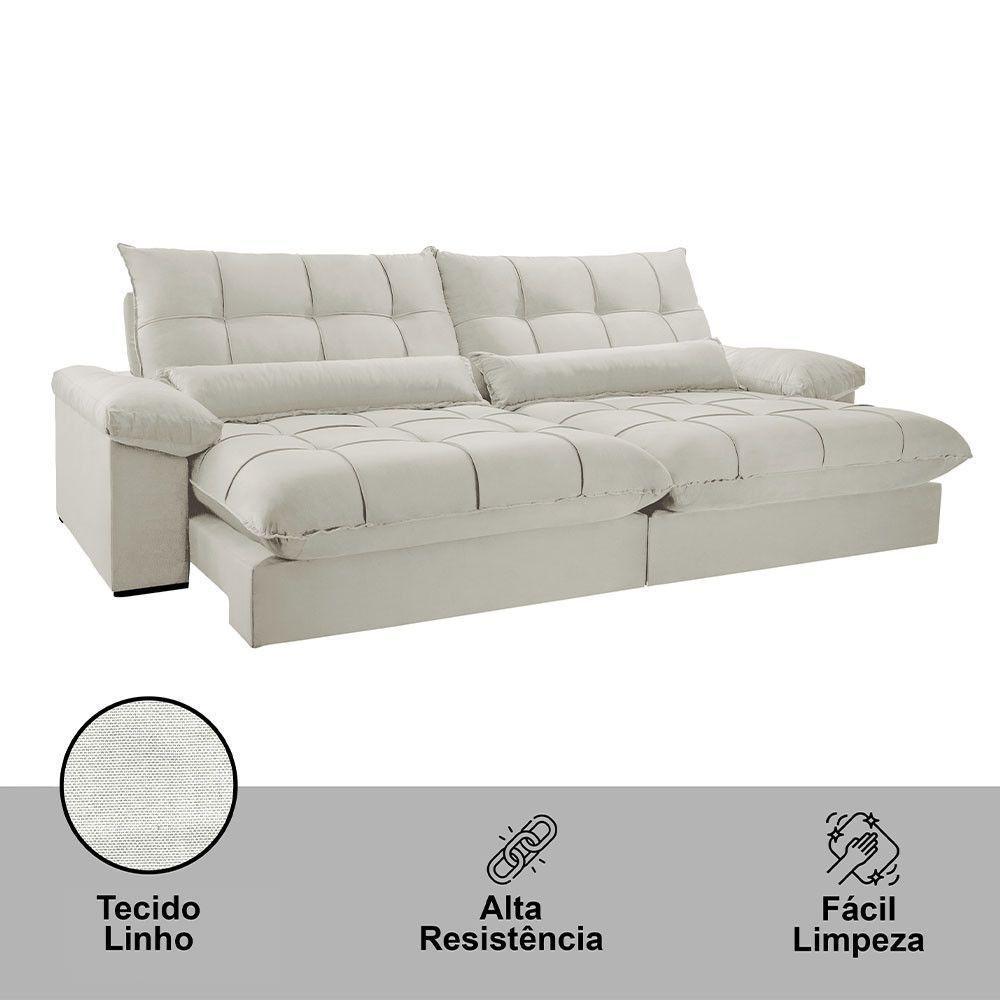 Sofá Liz 02 Módulos De 120cm Br 25cm Meu Sofá Online A302 Linho Branco - 2