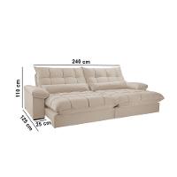 Sofá Liz 02 Módulos De 120cm Br 25cm Meu Sofá Online A294 Linho Creme - 5