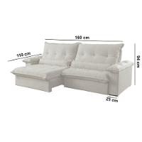 Sofá Vega 02 Módulos De 80cm Br 25cm Meu Sofá Online A302 Linho Branco - 5