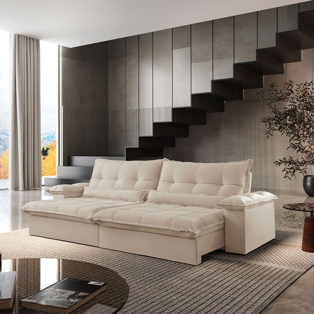 Sofá Vega 02 Módulos De 80cm Br 25cm Meu Sofá Online A294 Linho Creme - 1