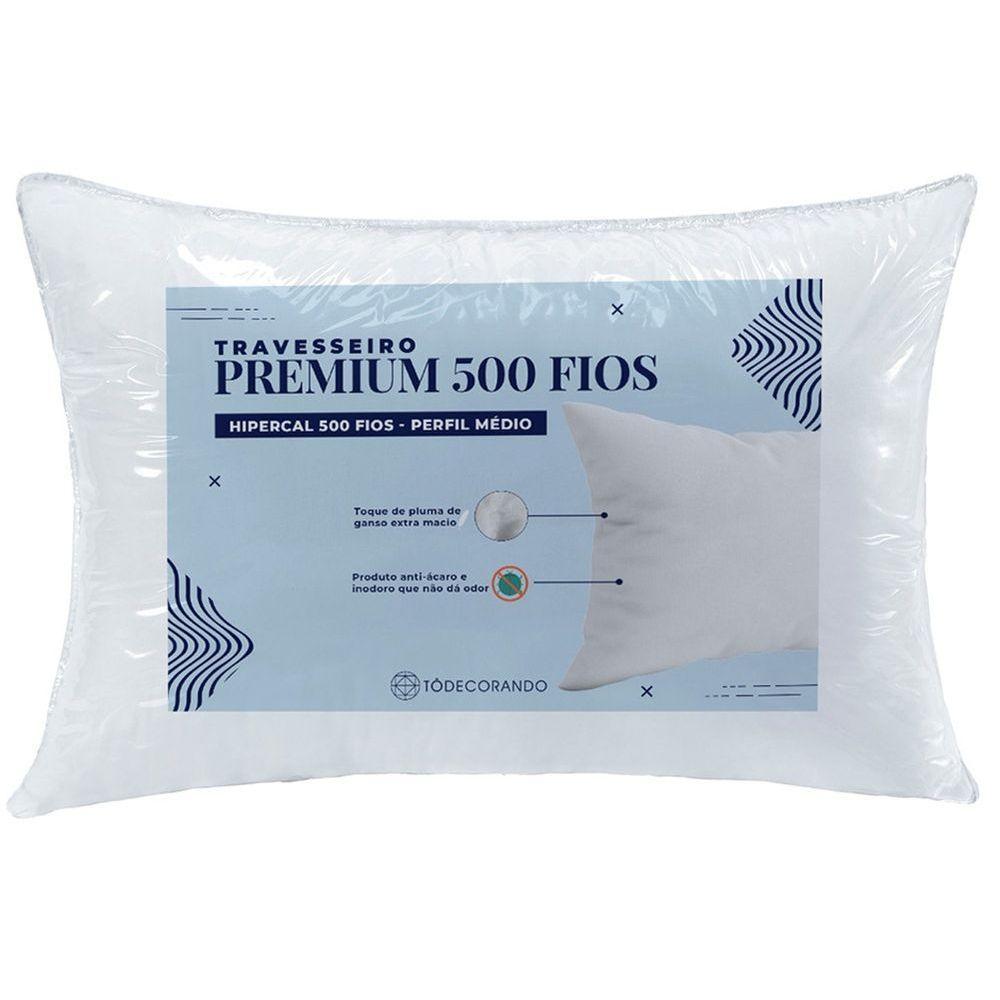 Travesseiro Premium Percal 500 Fios Pluma De Ganso Sintética 70cm X 50cm - 1 Unidade - 1