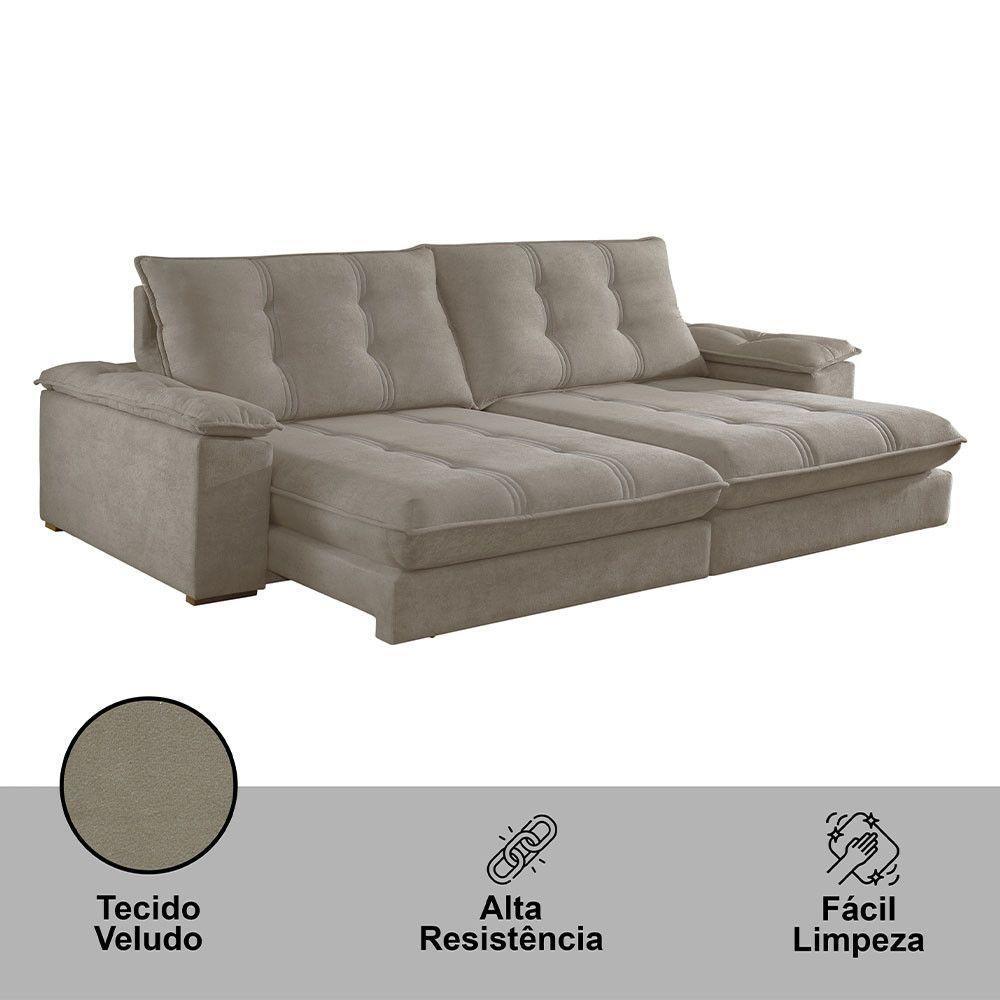 Sofá Dublin 02 Módulos De 120cm Br25cm Meu Sofá Online B002 Veludo Capuccino - 7