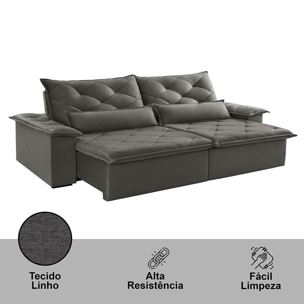 Sofá Melt 02 Módulos 80cm Br 25cm Meu Sofá Online A231 Linho Cinza Escuro - 2