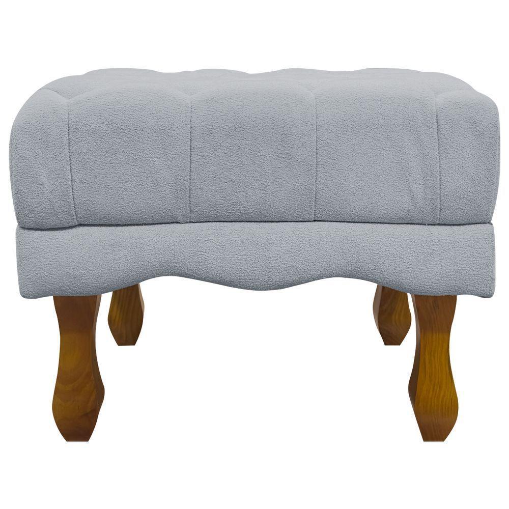 Kit 2 Puffs Decorativos Duque Retangular Bouclé Premium Capitonê - Cinza Buclê - 7