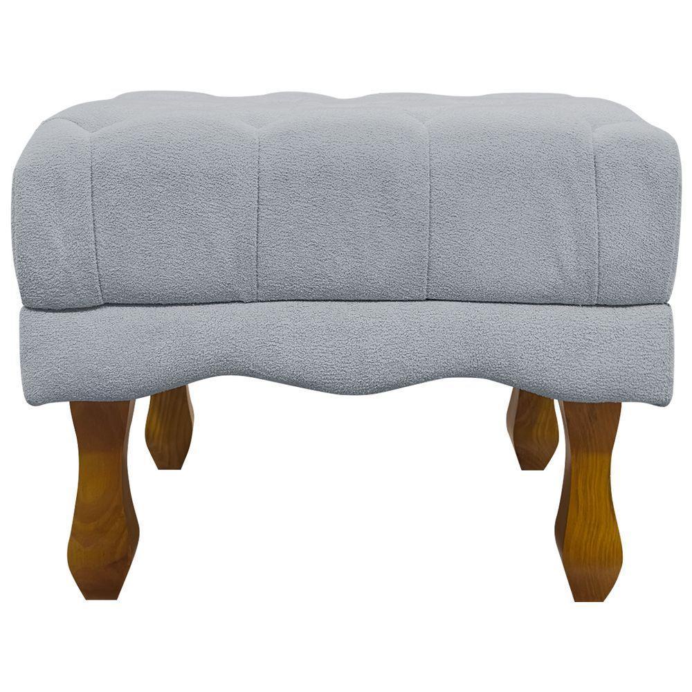 Kit 2 Puffs Decorativos Duque Retangular Bouclé Premium Capitonê - Cinza Buclê - 9