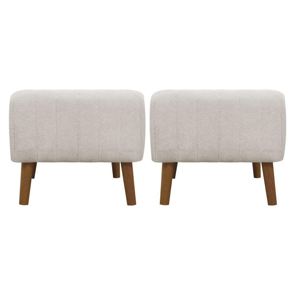 Kit 2 Puffs Decorativos Verso Retangular Bouclé Premium - Bege Buclê - 4