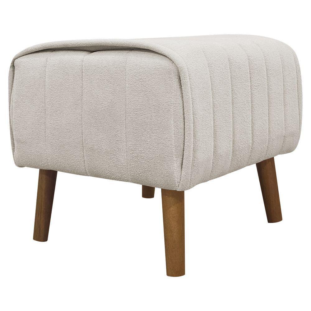 Kit 2 Puffs Decorativos Verso Retangular Bouclé Premium - Bege Buclê - 8