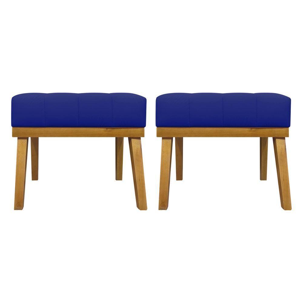 Kit 2 Puffs Decorativos Firenze Retangular - Azul-royal Corino - 4