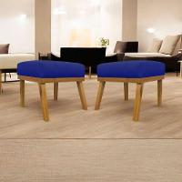 Kit 2 Puffs Decorativos Firenze Retangular - Azul-royal Corino - 1